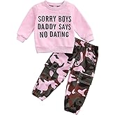 Fernvia Toddler Girls Clothes 2T 3T 4T 5T Fall Outfits Baby Pullover Sweatshirt & Camouflage Pants Set Kids Winter Sweatsuit