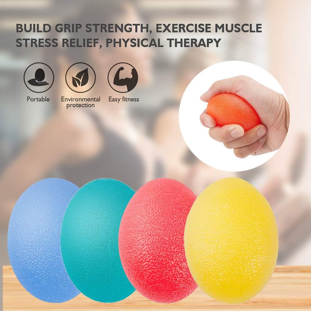 ENEX Hand Grip Strength Trainer, 4 Pack Stress Relief Ball, Wrist Rehab Therapy Hand Grip Equipment Ball - Set of 4 Finger Resistance Exercise Squeezer for Adults and Kids : Sports & Outdoors