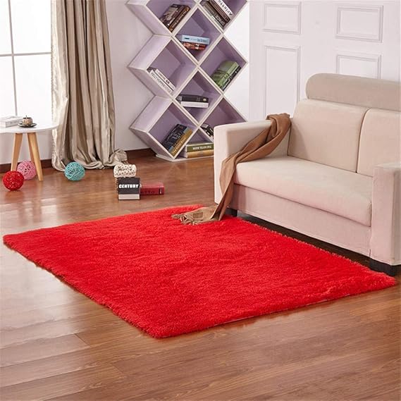 Amazon.com: Rugs Living Room Large 120x160 Red,Rug Anti Slip Underlay ...