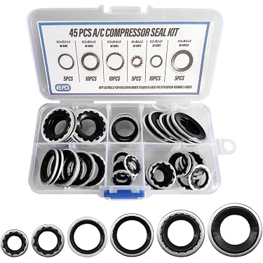 85PCS A/C Compressor Seal Gasket Kit - O-Ring Assortment With Valve Cores For R134a Automotive Air Conditioning Systems