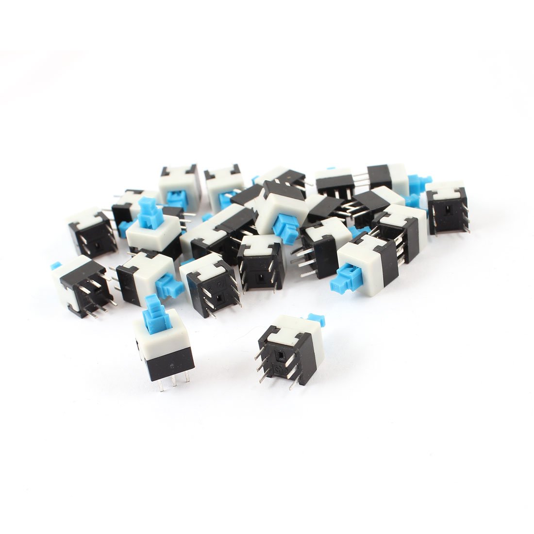 Sourcingmap 25Pcs 8mmx8mm Latching DPDT Mini Computer Reset Push Button Switch