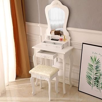 Amazon Com Goujxcy Makeup Vanity Table Set Wood Dressing Table