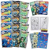 Set of 15 Super Hero Play Packs Fun Party Favors Coloring Book Crayons Stickers