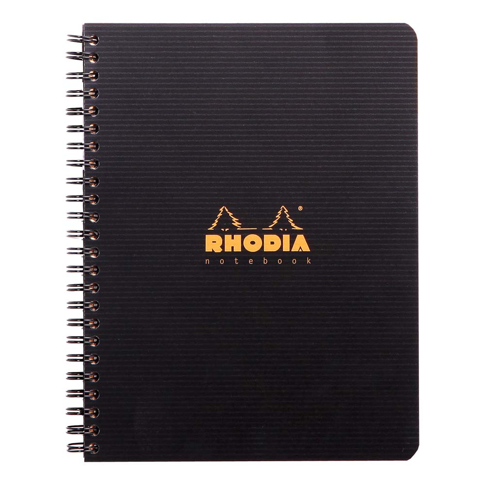 RHODIA 119911C - Spiral Notebook (Full Bound) Black A5+ | Lined | 160 Detachable pages Perf. 6 Holes - Clairefontaine Paper 90g - Polypro Cover (Plastic) - Rhodiactive
