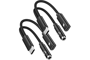 HOPEPOW USB C to 3.5mm Headphone and Charger Adapter,2 in 1 USB C to Aux Audio Adapter with PD 60W Fast Charging for iPhone 15/15Plus/15Pro/15Pro Max,Samsung S23/S22/S21,iPad,Google Pixel 8a/8Pro/8/7/6/5/4