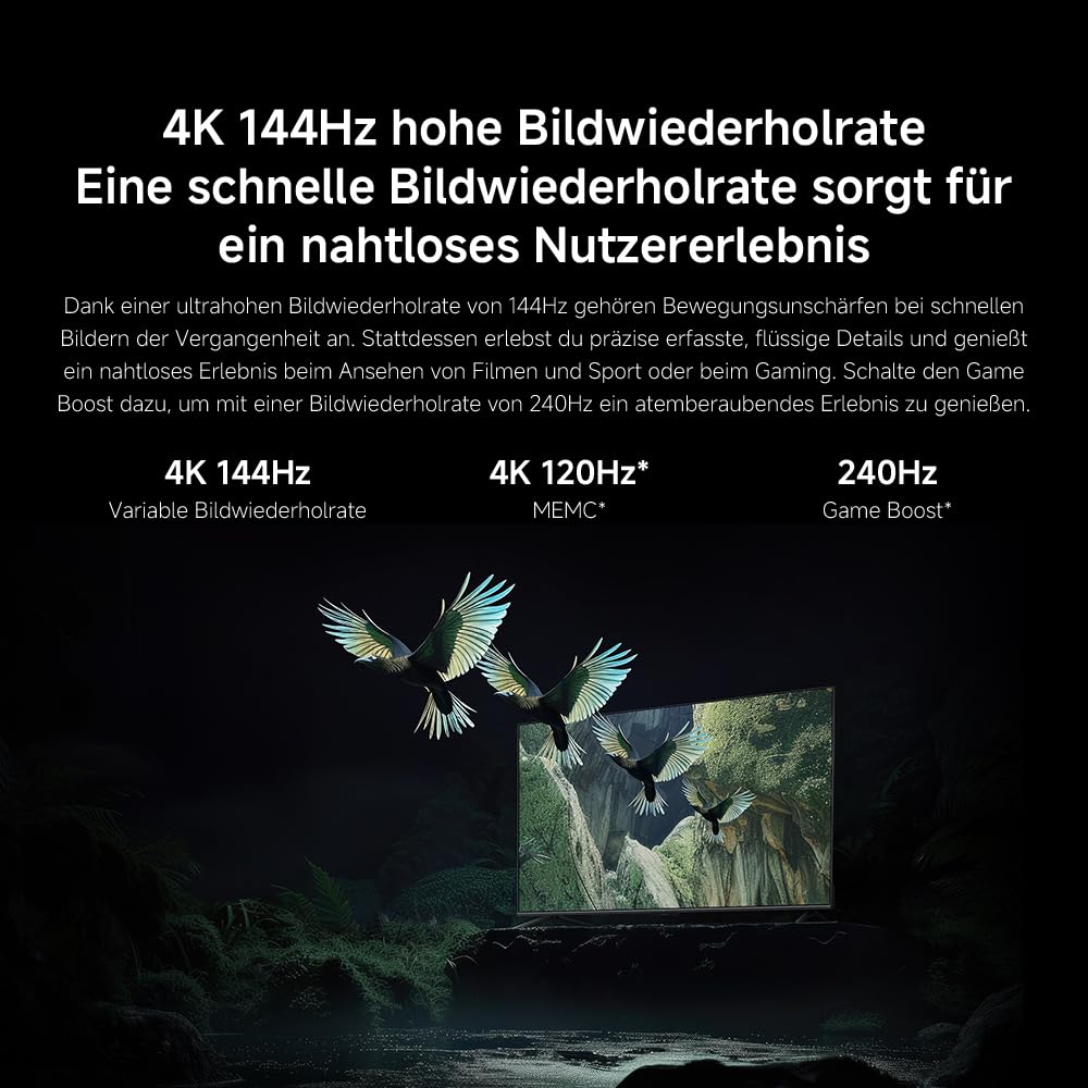 XIAOMI TV S Mini LED 65 Zoll (165 cm), 4K UHD Smart TV, 144Hz (240Hz Game Boost Mode), Dolby Atmos & Vision, HDR10+, Triple Tuner, DVB-C/S/S2/T/T2, Google TV, MEMC, Airplay, Google Assistant 2