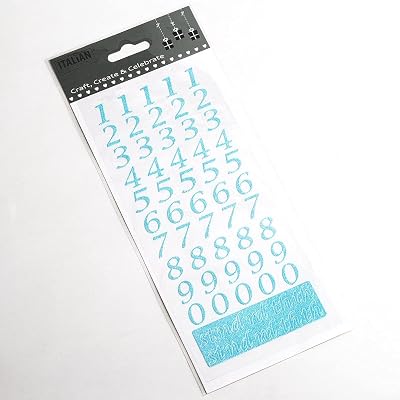 Italian Options 15mm Script Blue Glitter Self Adhesive Sticker Numbers