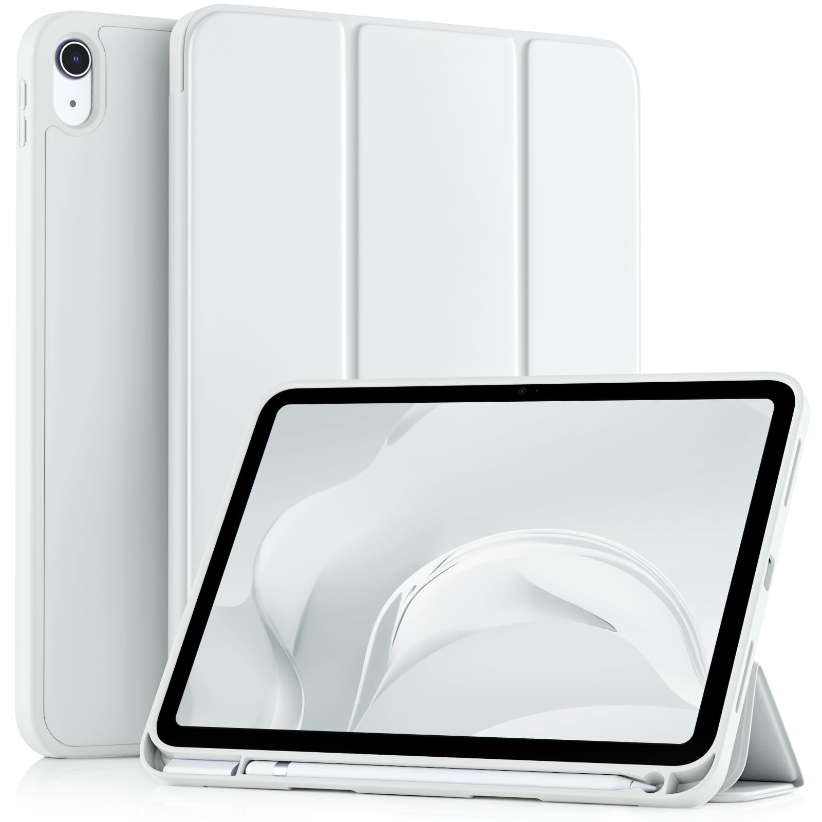 Photo 1 of Akkerds Compatible with iPad (A16) 11th Generation Case 11 Inch 2025, for iPad 10th Generation Case 10.9 Inch 2022 with Pencil Holder, Slim Trifold Stand Protective Cover with Soft TPU Back, White