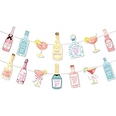 Yavxzvbw 21st Birthday Decorations - Pink Champagne Wine Bottle Martini Banner Happy 21st Birthday Decorations for Her Finally Legal 21