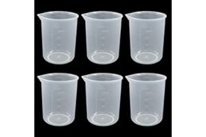Waziaqoc 6 Pack 250ml/8.5oz Plastic Graduated Beaker, Transparent PP Measuring Cup Mixing Cup for Kitchen Lab