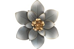 PICFARCE Metal Flower Wall Art Decor, 10“ Rustic Modern Floral Sculpture, Distressed Iron Wall Hanging Home Decoration Accent Artworks for Indoor Kitchen Bedroom Living Room Office Outdoor Garden Patio