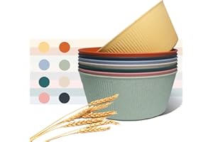 WANBY Large Cereal Bowls Wheat Straw Fiber Salad Bowls Lightweight Unbreakable Dinner Bowls Set Dishwasher & Microwave Safe (