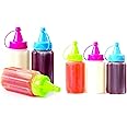 Dependable Industries Inc. Essentials 6-Pack Mini Condiment Squeeze Bottles Set - BPA FREE, Leak-Proof, Easy Fill & Squeeze - Perfect for Ketchup, Mustard, Mayo - Ideal for Travel, BBQ, School, Picnic