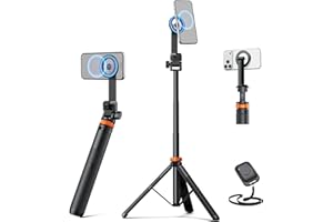 EUCOS 63" Magnetic Selfie Stick for iPhone with Strong Magnetic Holder for Magsafe, 360° Rotatable Travel Phone Tripod Stand 