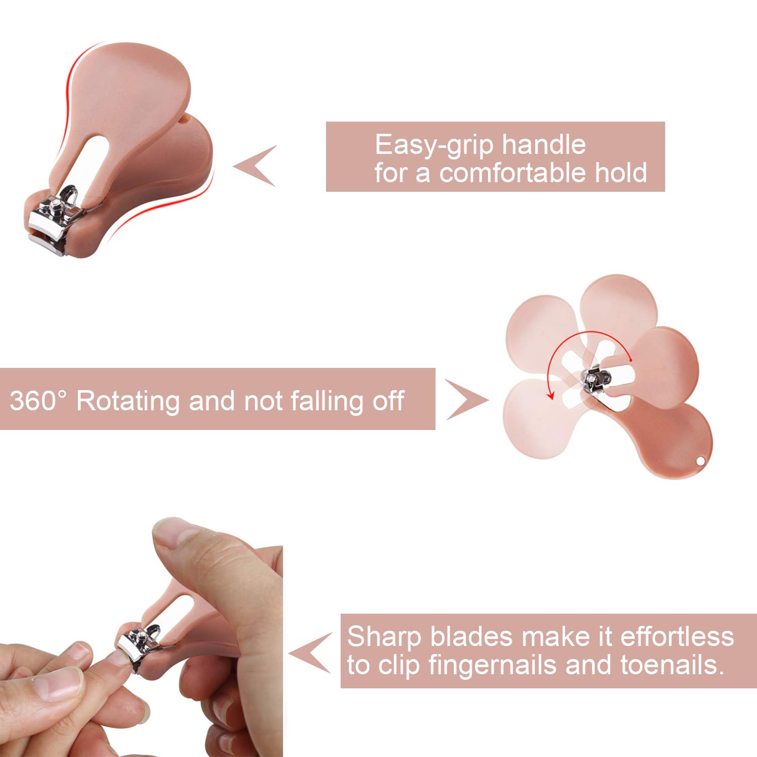 4Pcs Earwax Removal Tools,Nose Cleaning Tweezer,Nail Clipper,Ear Pick Cleaner Kit with LED Light,Visible Ear and Nose Care Accessories,Ear Spoon with Storage Box for Baby and Adult(Rose Gold)