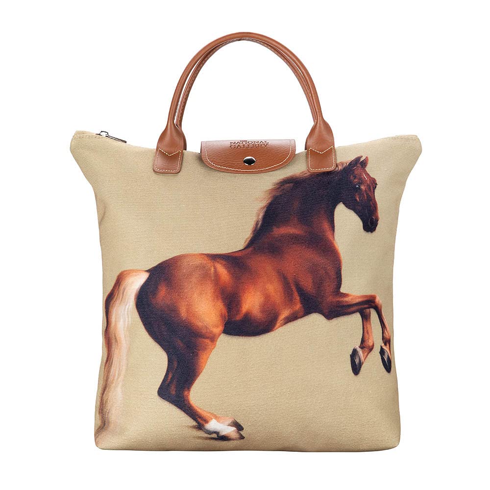 Signare Canvas Foldable Tote Bag Reusable Shopping Bag Grocery Bag with Famous Art Design (Stubbs - Whistlejacket)