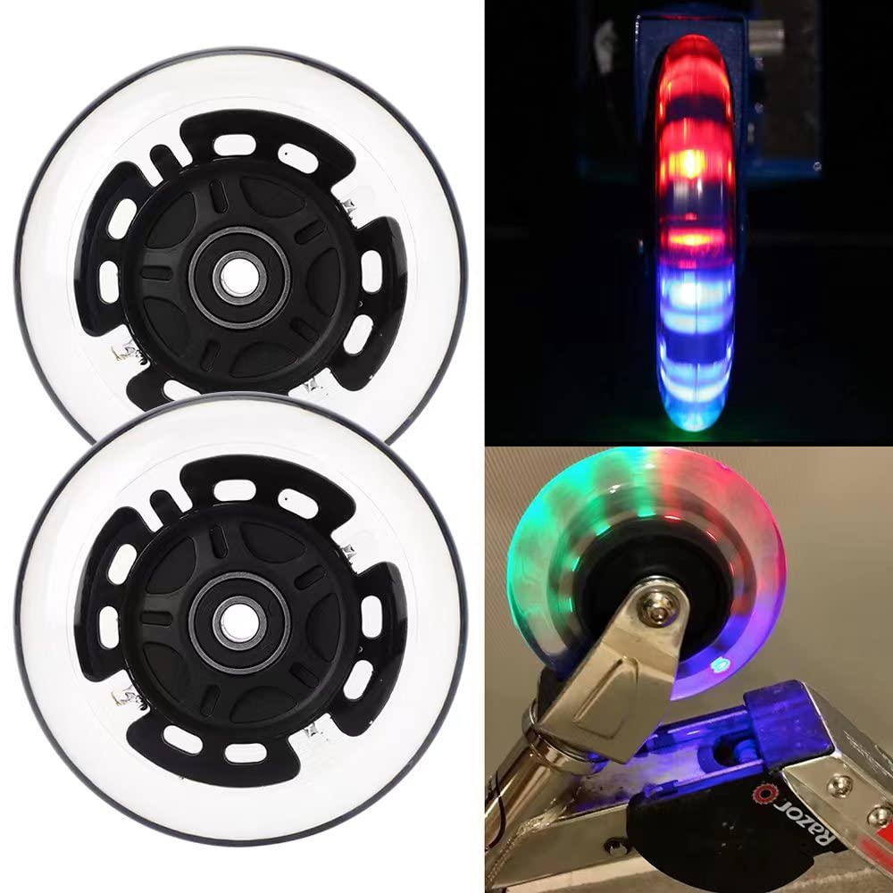 Light Up 100mm Scooter Parts - Bright Kick Scooter Replacement Pair - Smooth Bearing Installed
