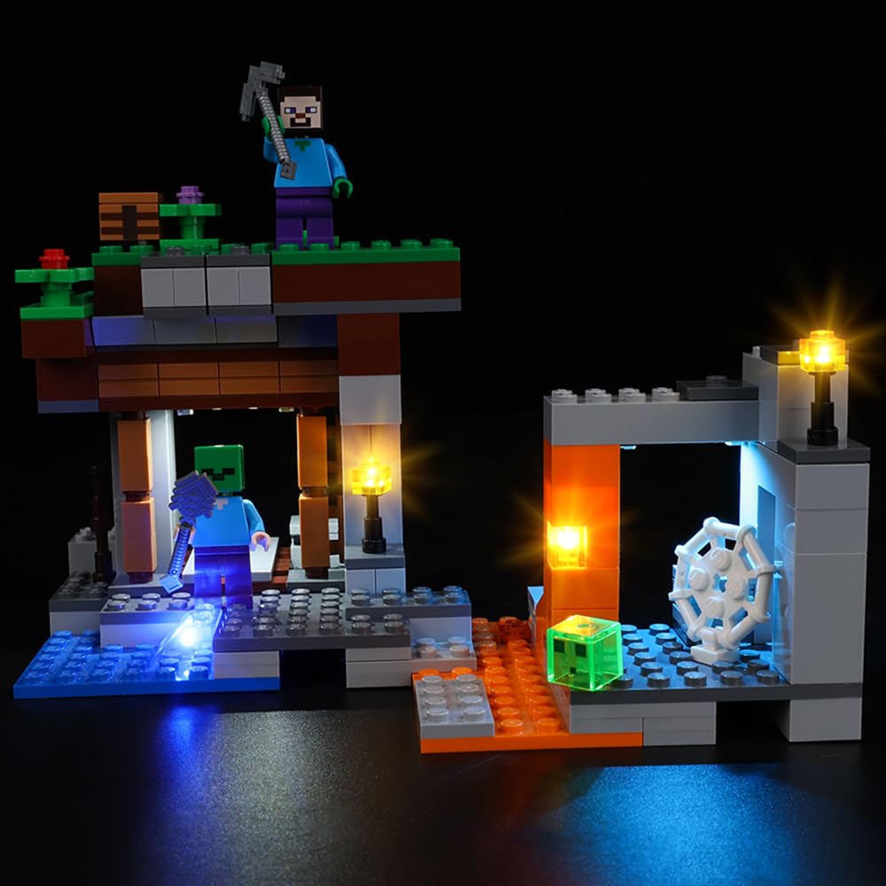 Kyglaring LED Lighting Kit Compatible with Lego Minecraft The Abandoned Mine 21166 Building Blocks, Lighting Accessories for Lego 21166 Model Set (Not Model)