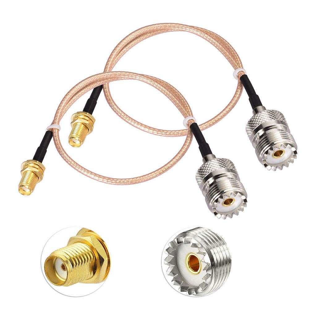 HiAoey 2 Pack SMA to UHF Coaxial Cable RG316 SMA Female to SO239 PL259 Female RF Coax Cable 20cm CB Radio Pigtail Extension Cable