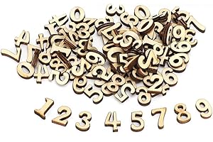 100PCs Natural Wooden Numbers, Number 0 to 9 for DIY Craft, Wedding Display Decor, Home Decor