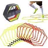 Japard Hex Agility Rings for Speed Training &amp; Agility Footwork Training Speed Hurdles Ladder with Carrying Bag