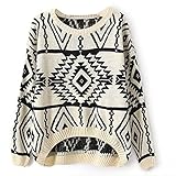 Amoin Women Sweater Round Neck Long Sleeve Knitted Pullover Jumper Loose