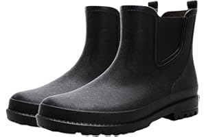 pfoosnd Mens Rain Boots Ankle Rubber Rain Boot Mens Waterproof Ankle Water Boots for Men Waterproof Garden Boots