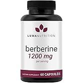 Luma Nutrition Berberine Supplement - Berberine HCL 1200mg Per Serving - Vegan, Gluten Free, Non-GMO - 60 Capsules