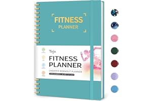 TAJA Fitness Workout Journal for Women & Men, A5(5.5" x 8.2") Workout Log Book Planner for Tracking, Progress, and Achieving Your Wellness Goals-Blue