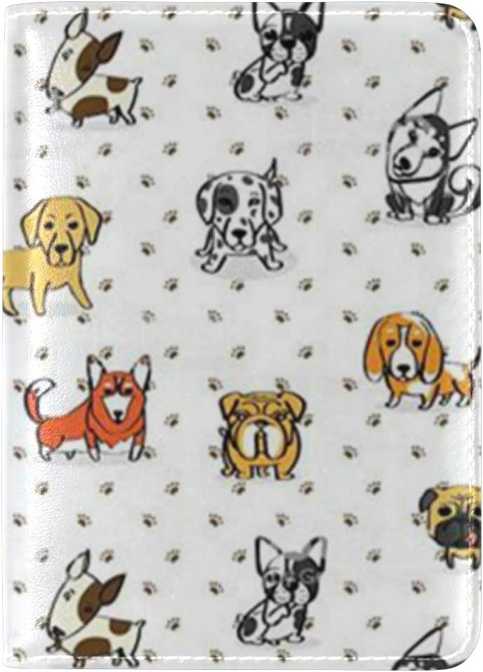 Passport Holder Dogs Pattern Passport Cover Case Leather One Pocket for Women/Men Travel
