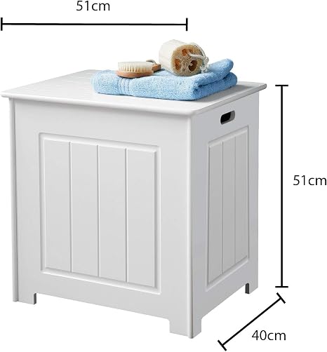 Wooden Storage Stool Laundry Bin White Amazon Co Uk Kitchen Home