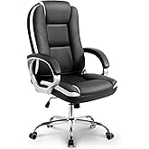 NEO Chair Office Desk Ergonomic Gaming Chair High Back Adjustable Computer Chair with Wheels and Lumbar Support Comfy Leather Executive Swivel (Black)