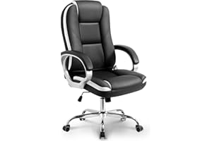 NEO CHAIR Office Desk Ergonomic Gaming Chair High Back Adjustable Computer Chair with Wheels and Lumbar Support Comfy Leather Executive Swivel (Black)