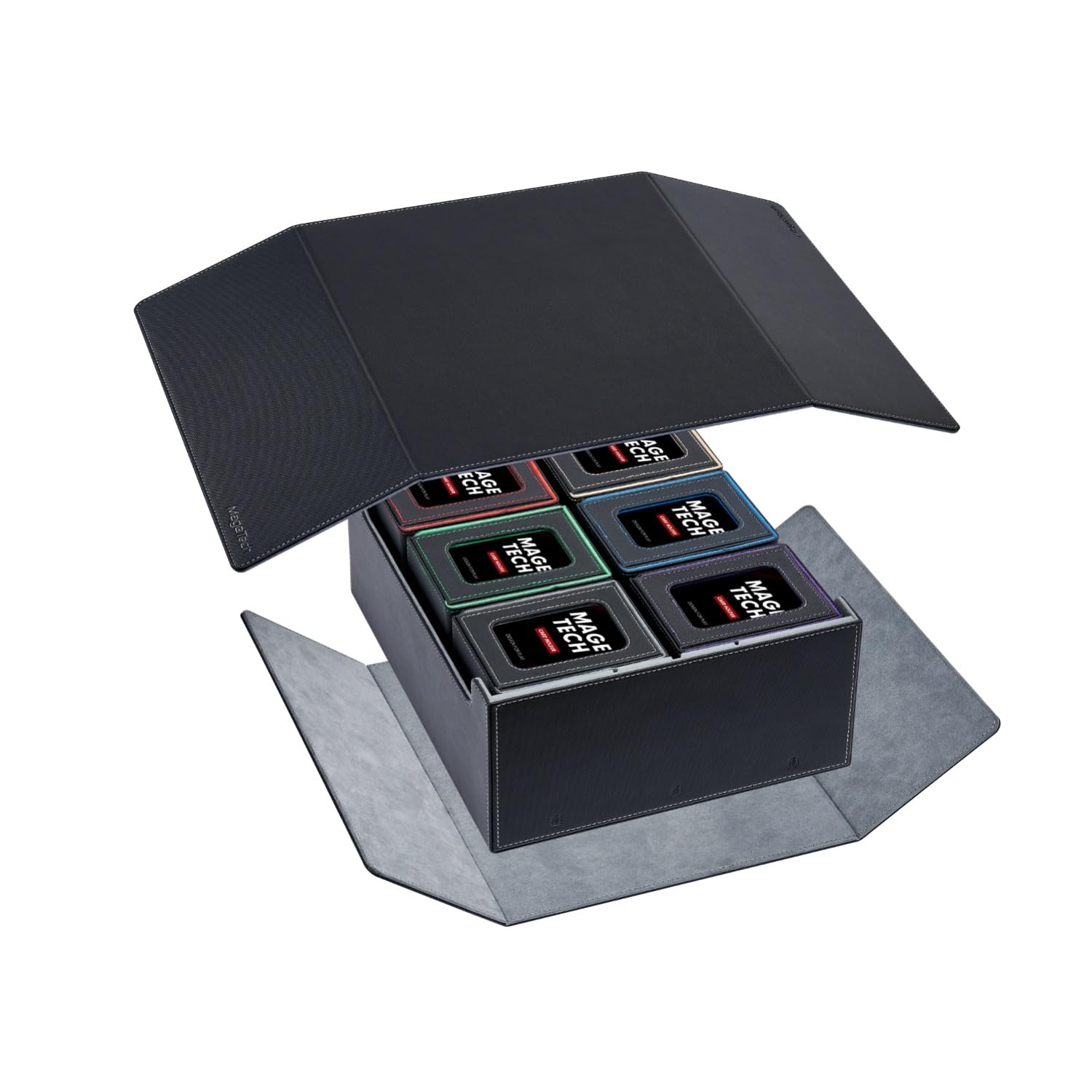 Mage Tech Commander Plus Collection - 6 Commander Plus Deck Box & 1 Overseer Storage Case - Grey
