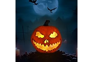 KILIKUALA Halloween Decorations Pre-lit Jack O Lantern Artificial Pumpkin Fake Harvest Pumpkins for Fall Home Farmhouse Harvest Thanksgiving Pumpkin Lanterns for Halloween Porch Party Front Door Fireplace Decor