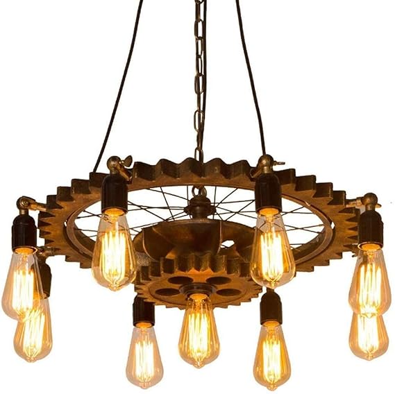 Lámparas de techo de 9 Jefes araña de estilo industrial de hierro de