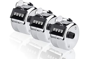 3 Pcs Hand Tally Counters, CNYMANY 4-Digit Lap Trackers Manual Clickers Metal Mechanical Count to 9999 for Sport Coach Casino