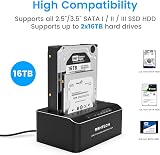 RSHTECH Dual Bay HDD Docking Station SATA SSD Clone USB 3.0 16TB Tool-Free view 3