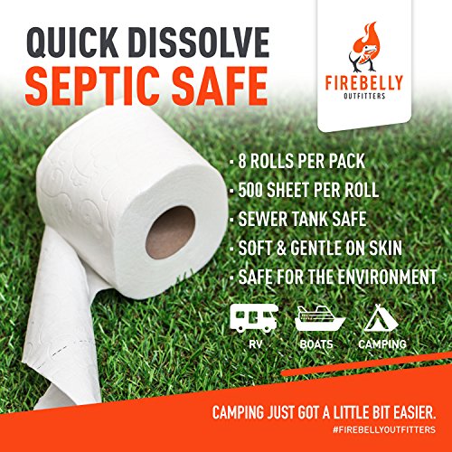 RV Toilet Paper, Septic Tank SafeMADE IN THE USA 8 Rolls,2Ply 500