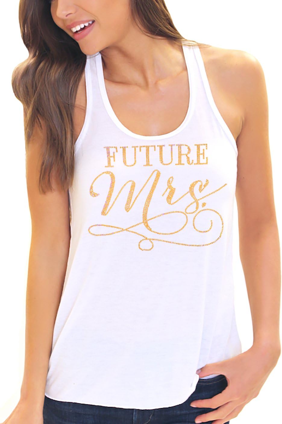 Future Mrs. Modern Gold Women's Flowy Bride Shirt by RhinestoneSash.com