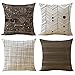 WOMHOPE Set of 4 Colorful Geometric Throw Pillow Covers Decorative Burlap Toss Pillowcases Square Cushion Cases 18 x 18 Inch for Living Room,Couch,Bed (Brown (Set of 4 pcs))