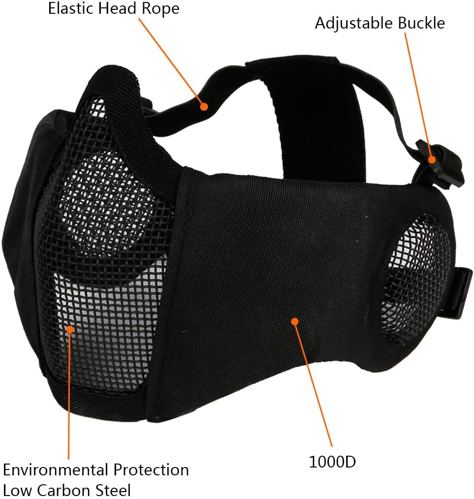 Aoutacc Airsoft Mask Tactical Goggles Set, Lower Steel Mesh Mask Protective Half Face Mask with Ear Protection UV Protection Glasses Comfortable for Adult Men Women CS Hunting Paintball Shooting : Sports & Outdoors