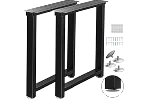 TOCRETOARE Metal Table Legs Heavy Duty, 28”H x 24”W, Metal Furniture Legs for Dining Desk Bench and Coffee Table, Industrial Black DIY Iron Bench Legs, Set of 2