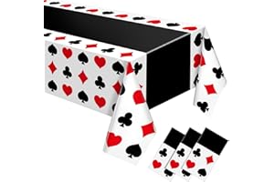 Hosuly 3 Pcs Casino Theme Party Decorations Poker Tablecloth Poker Plastic Disposable Table Cover Casino Theme Tablecloth for Game Birthday Playing Card Party Picnic Supplies, 51 x 108 Inch (Black)