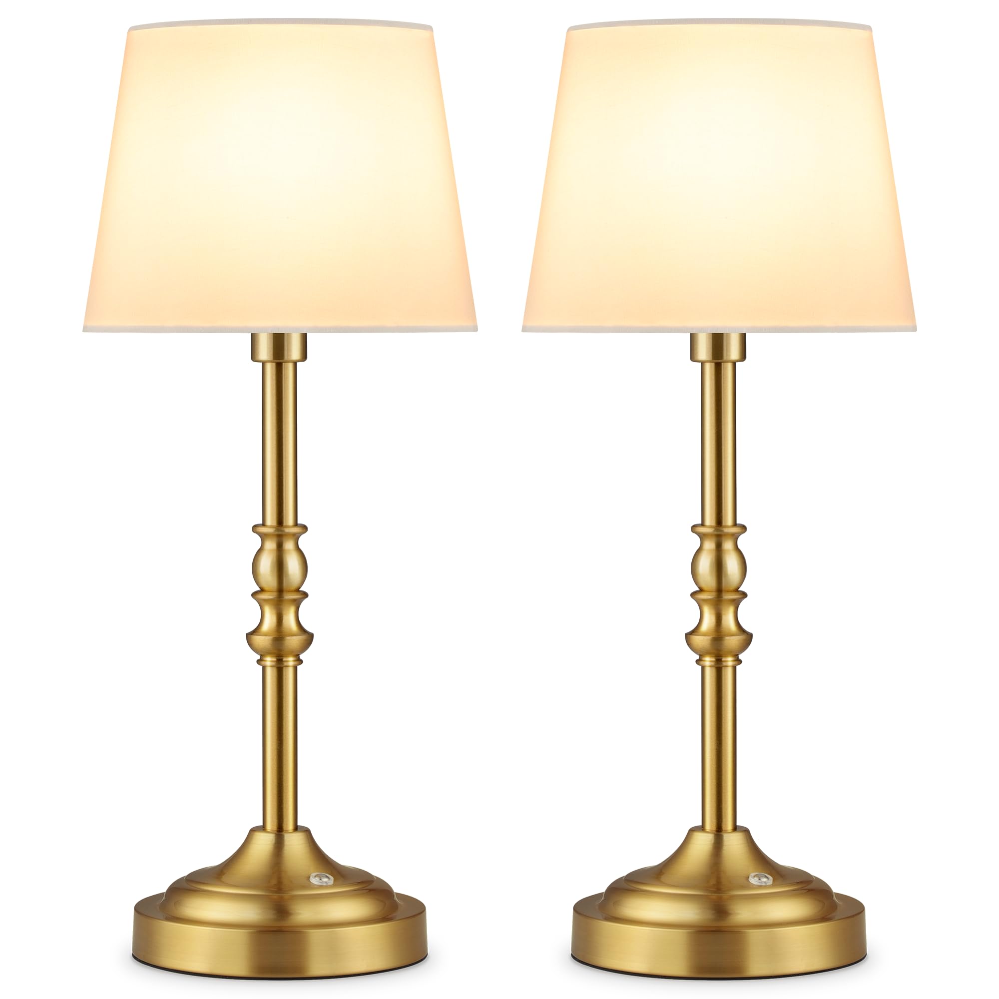 Photo 1 of GGOYING Set of 2 Rechargeable Cordless LED Table Lamps, 4-Level Dimmer, Bronze Portable Desk Lamps with White Fabric Shades, Night Light for Dining, Bedroom and Patio