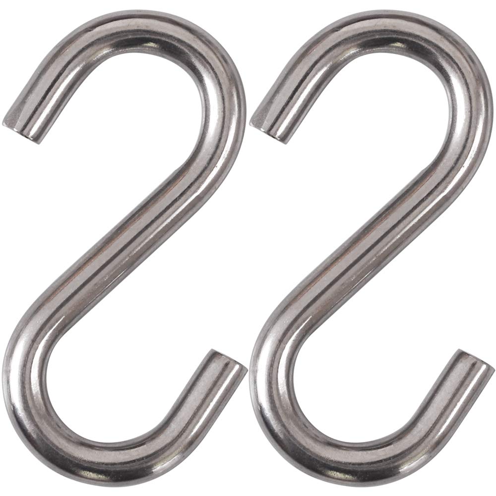 Cozihom Heavy-Duty 304 Stainless Steel S Hooks, 3 Inch Hammock, Swing S Hooks, Industrial Grade Quality Utility Hooks 2 Packs