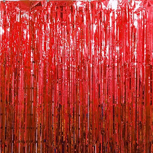 20 Pcs Colors Decoration Foil Tinsel Fringe Curtain Tassel Curtain for Birthday Wedding Parties Backdrop Decorations Festive Garland Craft Decor Props (Red)