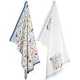 Boston International Tea Towels Rosanne Beck State Collection Set of 2 Soft & Absorbent Reusable Cotton Dish Cloths, 28" x 18", Colorado