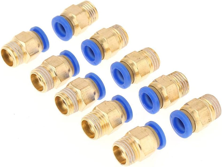 Straight Pneumatic Push to Quick Connect Fittings 10Pcs, 8mm Tube OD x 1/4 BSP Thread