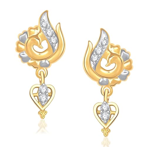 VK Jewels Cubic Zirconia Drop Earrings for Women (Golden) (vker1217g)